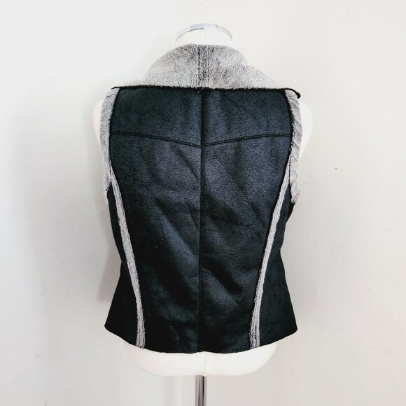 Flair Faux Suede Faux Fur Trim Vest Women's Size Medium - Picture 3 of 5